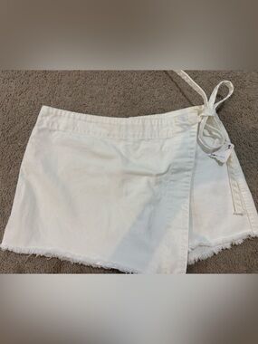 Free people White Frayed Hem Wrap Skort